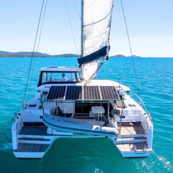 Offline Lagoon 42.4 Sailing Catamaran On water back deck view