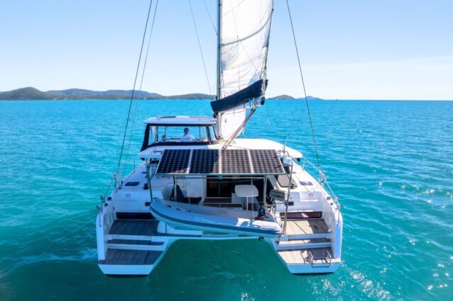 Offline Lagoon 42.4 Sailing Catamaran On water back deck view