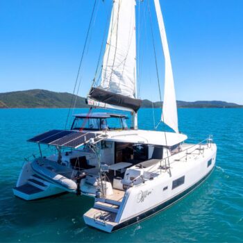 Offline Lagoon 42.4 Sailing Catamaran On water rear side view