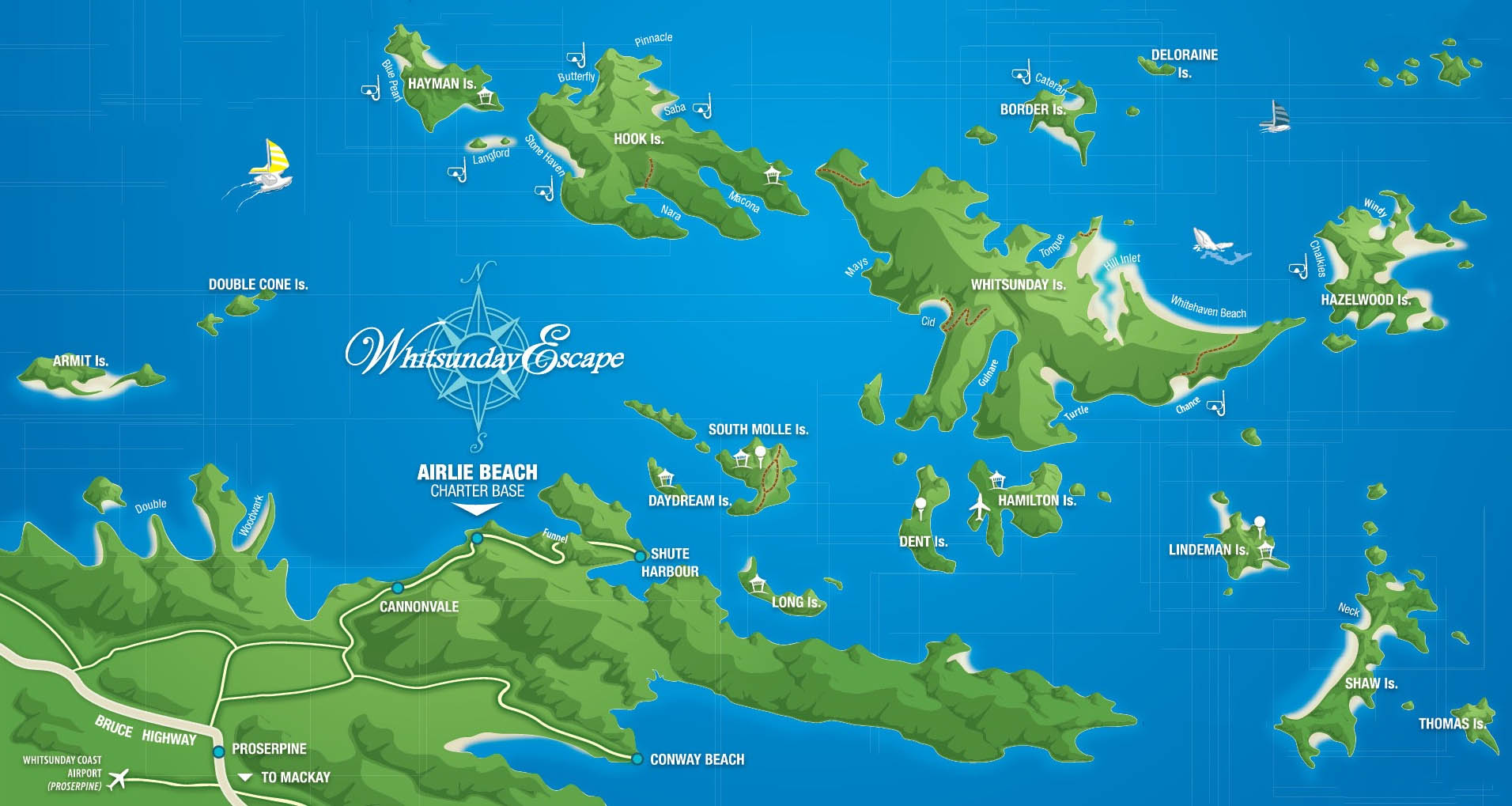 Whitsunday Escape has the largest cruising area for bareboats in the Whitsundays