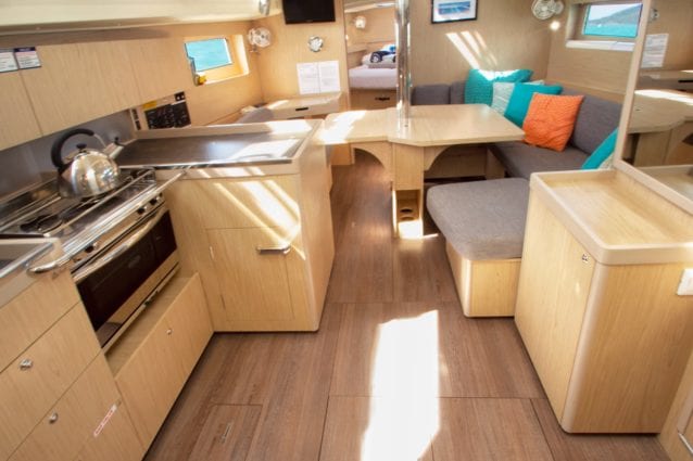 Whitsunday Escape sailing yacht Beneteau 411 saloon and galley