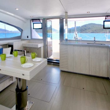 Whitsunday Escape Leopard 40 3 cabin saloon and forward door