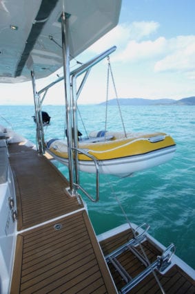 Whitsunday Escape Leopard 40 3 cabin dinghy davits and bbq