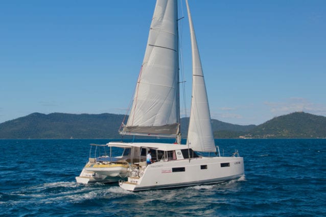 Whitsunday Escape Nautitech Open 40 sailing catamaran available to hire for bareboat holiday