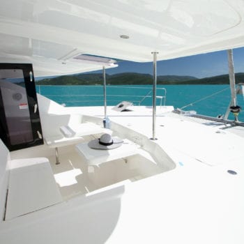 Whitsunday Escape Leopard 48 forward cockpit from starboard side