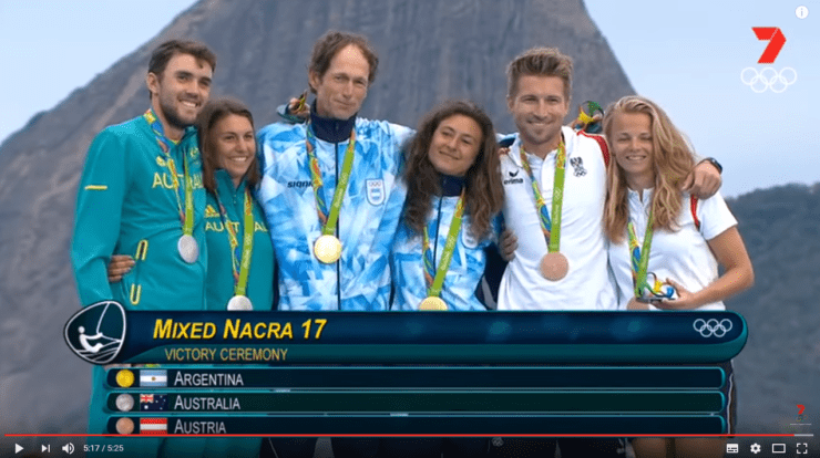 Lisa Darmanin Jason Waterhouse silver medal olympics nacra 17 sailing race catamaran podium