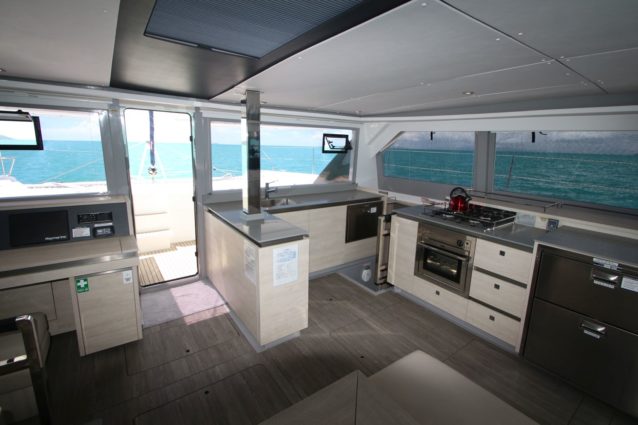 Whitsunday Escape Sailing Catamaran Leopard 50 Galley and Saloon