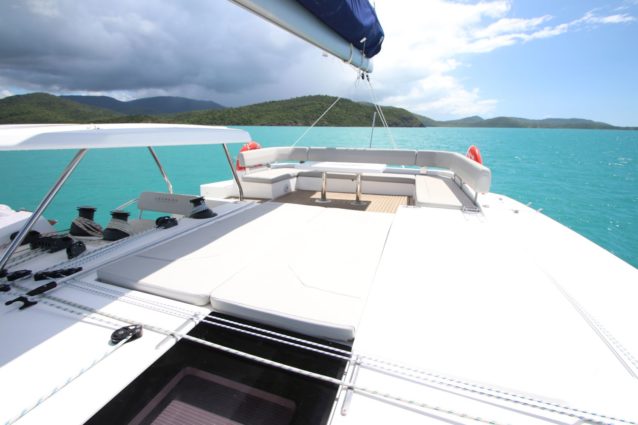 Whitsunday Escape Sailing Catamaran Leopard 50 Helm, Upper Daybed and seating