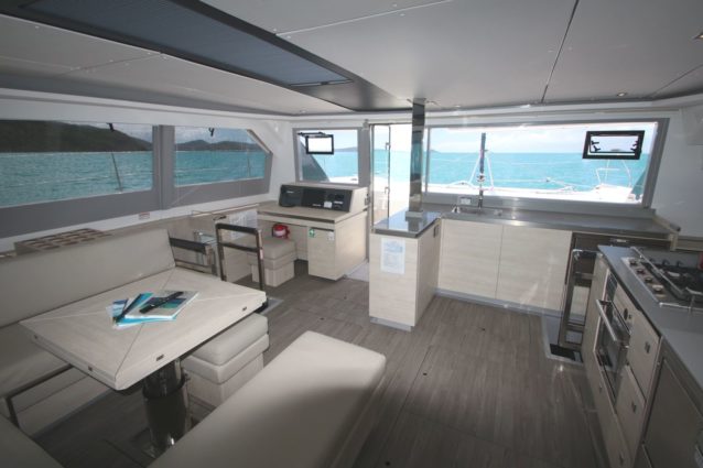 Whitsunday Escape Sailing Catamaran Leopard 50 Saloon and Galley