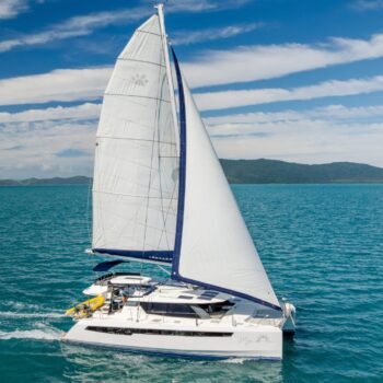 Mysa Leopard 50.5 Sailing Catamaran - On water side on