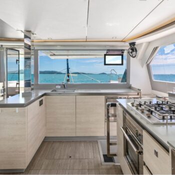 Mysa Leopard 50.5 Sailing Catamaran - Saloon and galley