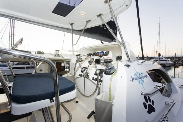 Whitsunday Escape sailing catamaran Leopard 44 Helm
