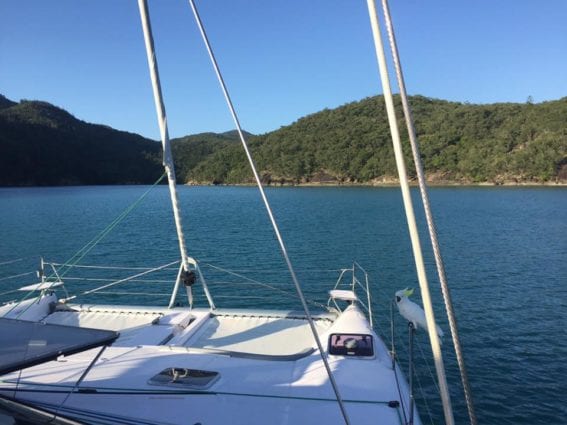 Lady L sailing catamaran in the Whitsunday Islands for hire