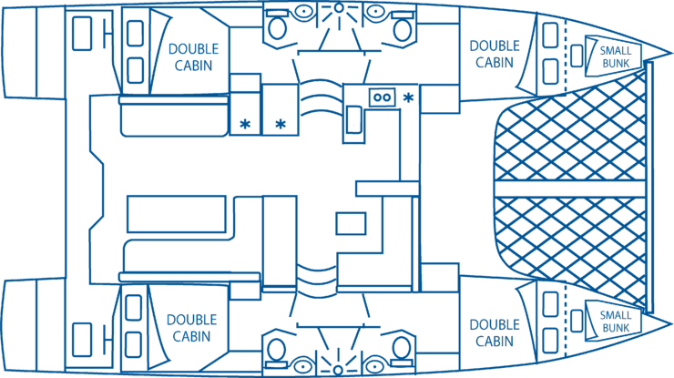 Nautitech Open 46 layout diagram floorplan sailing catamaran