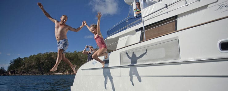 Jump in the water is great in winter in the Whitsundays