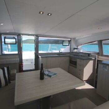 Whitsunday Escape Leopard 43.3 Power Catamaran Saloon and Galley