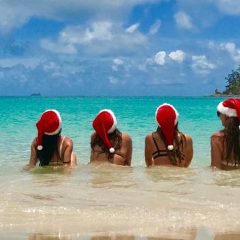 Christmas on a bareboat in the Whitsundays in santa hats