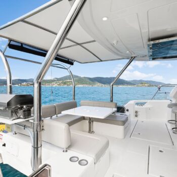 The back deck on the Aquila 44.3 Power Catamaran in the Whitsundays