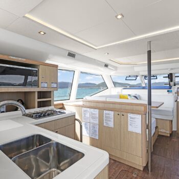 A photo inside the Aquila 44.3 Power Catamaran Galley