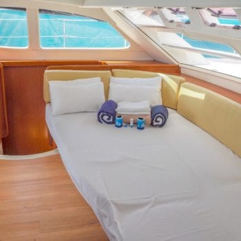 Leopard 47 Power Catamaran saloon double bed made up