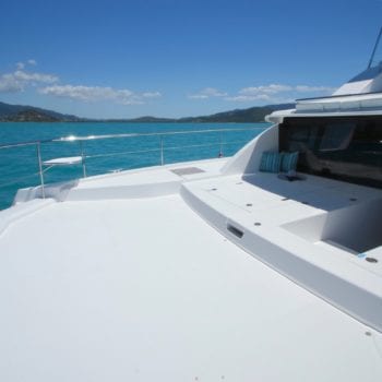 Whitsunday Escape Leopard 43.3 Power Catamaran foredeck from portside