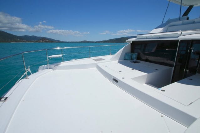 Whitsunday Escape Leopard 43.3 Power Catamaran foredeck from portside