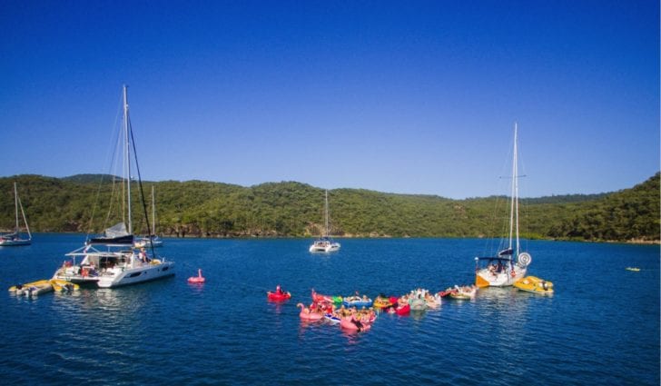 Friends, floats, boats and sunshine in the Whitsundays on a bareboat holiday