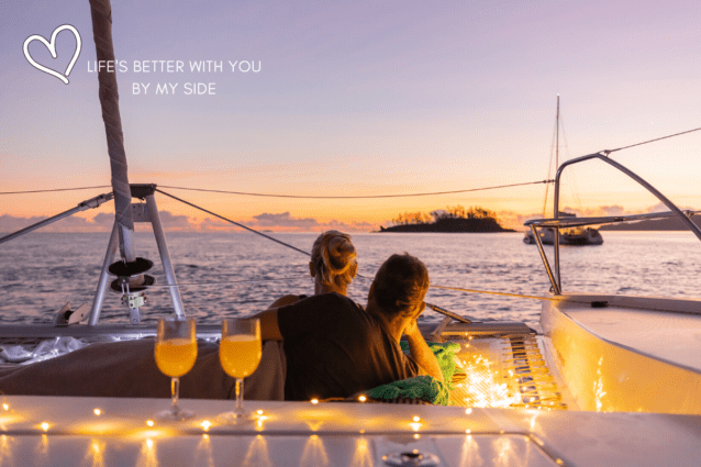 Valentines day in the whitsundays romantic love sunset candles wine Whitsunday Escape™