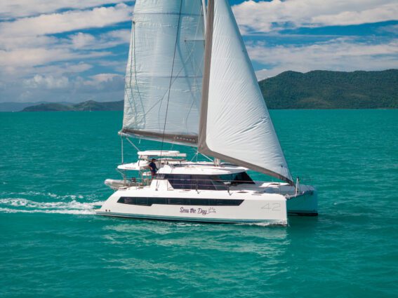 Seas The Day Leopard 42.3 Sailing Catamaran Under sail
