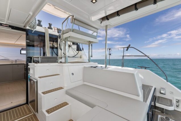 Seas the Day Leopard 42.3 Sailing Catamaran Cockpit and daybed