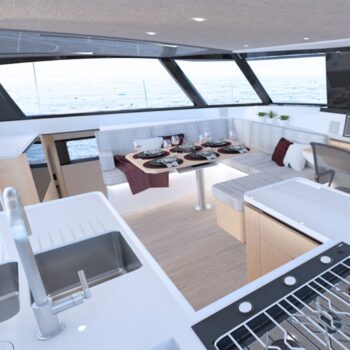 Seawind 1370 Sidetracked Sailing catamaran Galley close up