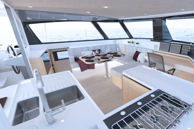 Seawind 1370 Sidetracked Sailing catamaran Galley close up