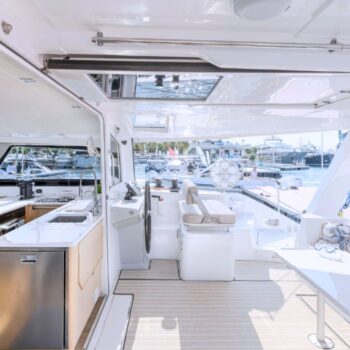 Seawind 1370 sailing catamaran Sidetracked galley & back deck